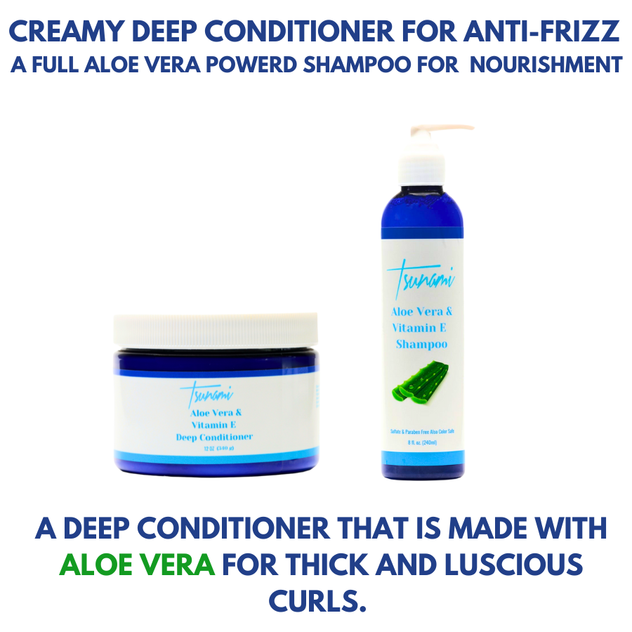 Tsunami Aloe Vera Shea Butter & Vitamin E Shampoo and Conditioner Bundle - Moisturizing & Nourishing for Curly, Dry Hair