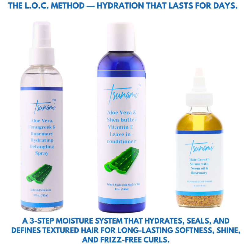Tsunami L.O.C. Bundle — Liquid • Oil • Cream Hydration System for Textured Hair