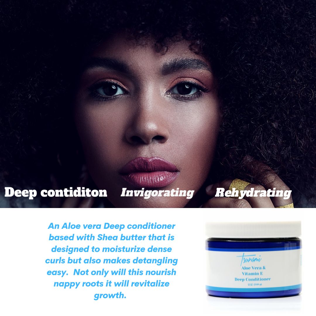 Tsunami Aloe Vera Shea butter & Vitamin E Deep Conditioner is a natural hair care product that helps to deeply nourish and moisturize hair. Its unique formula is made with a blend of natural ingredients, including aloe vera, shea butter, and vitamin E, that help to repair and restore damaged hair, leaving it looking and feeling healthy.