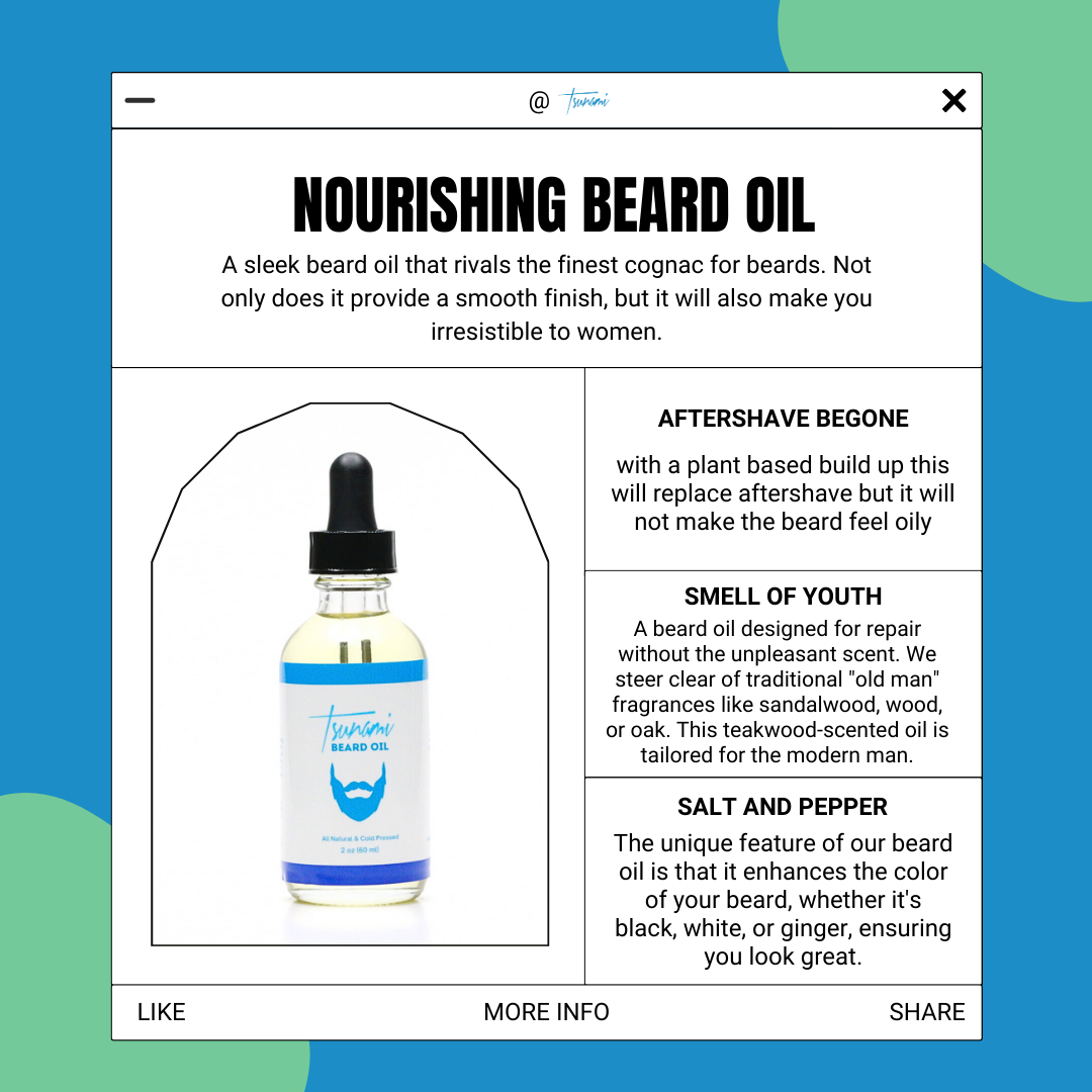Tsunami Beard Oil | Nourish, Condition & Tame Your Beard | Anti-Frizz & Beard Moisture