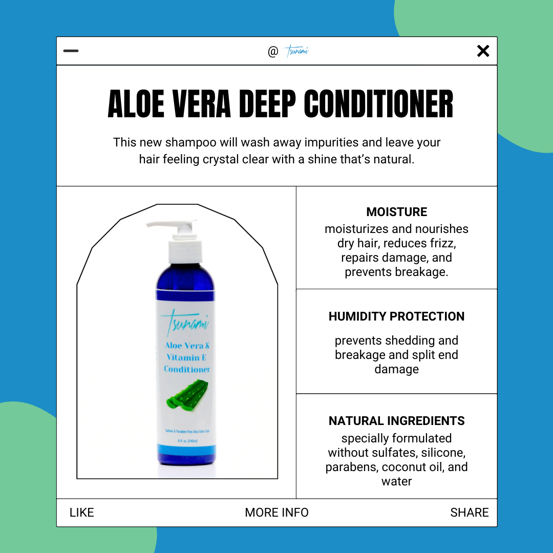 Tsunami Aloe vera  shea butter & vitamin E  shampoo and conditioner wash bundle