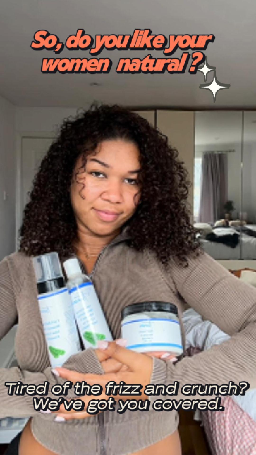 Load video: Unlock the secret to effortless waves with our Tsunami Curly Hair products! 🌊💁‍♀️ Dive into a world of definition and hydration with our leave-in conditioner, co-wash, and curl custard. Embrace your natural curls like never before! #TsunamiCurls #HairCareMagic