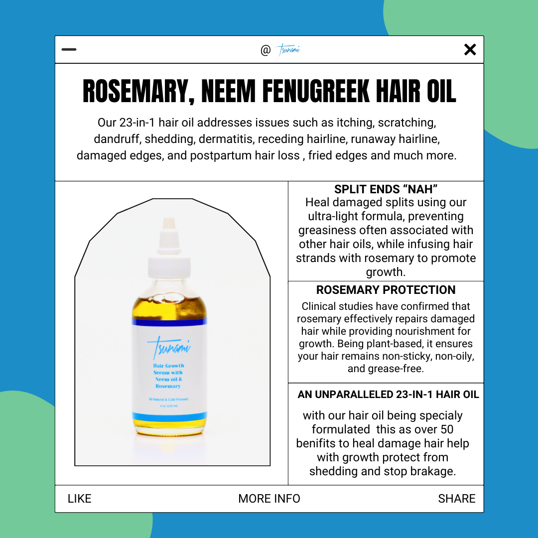 Tsunami Hair Growth Serum w/ Neem Oil Rosemary & Fenugreek