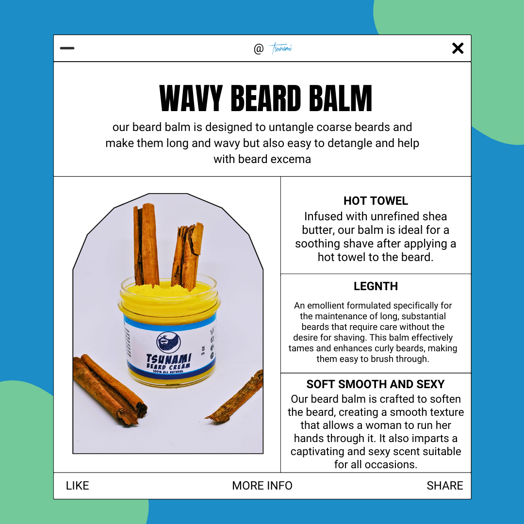 Tsunami Handcrafted Organic Beard Cream/Beard Buam